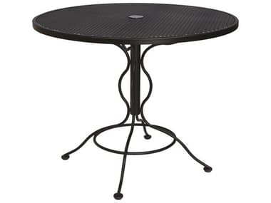 Woodard Wrought Iron Mesh 36'' Round Bistro Table with Umbrella Hole WR190135