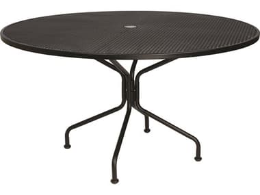 Woodard Wrought Iron Mesh 54'' Round 8-Spoke Dining Table with Umbrella Hole WR190227