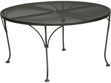 Woodard Wrought Iron Mesh 42'' Round Chat Table with Umbrella Hole WR190294