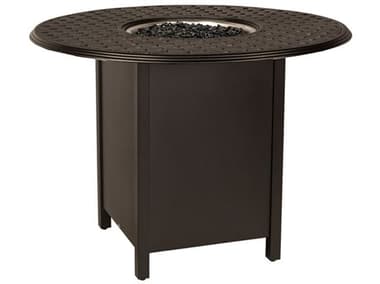 Woodard Thatch Aluminum 48'' Round Bar Height Fire Pit Table WR1CM3SQRB04948FP
