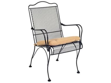 Woodard Tucson Mesh Wrought Iron High Back Dining Arm Chair with Cushion WR1G0001ST
