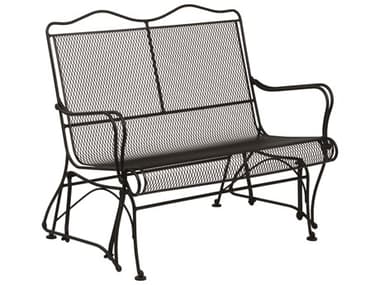 Woodard Tucson Mesh Wrought Iron High Back Loveseat Glider with Cushion WR1G0073ST
