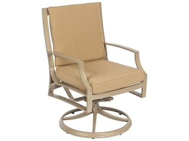 Woodard Seal Cove Aluminum Swivel Dining Arm Chair with Back Cushion WR1X0472SB