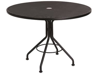 Woodard Wrought Iron Mesh 42'' Wide Round Dining Table with Umbrella Hole WR280136