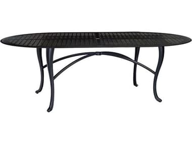 Woodard Hampton Cast Aluminum 72''W x 42''D Rectangular Dining Table with Umbrella Hole in Cabriole Base WR2G840005172