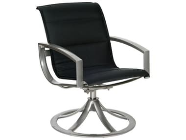 Woodard Metropolis Padded Sling Aluminum Swivel Dining Arm Chair WR320572