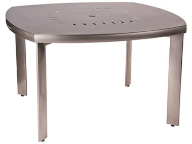 Woodard Metropolis Aluminum 48'' Wide Square Round Dining Table with Umbrella Hole WR3248BT