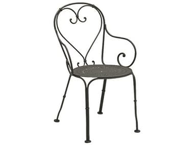 Woodard Parisienne Wrought Iron Pattern Seat Dining Arm Chair WR380009