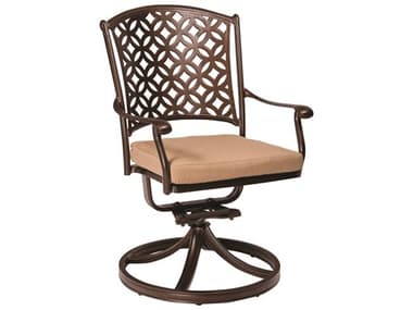 Woodard Casa Cast Aluminum Swivel Rocker Dining Arm Chair with Cushion WR3Y0472ST