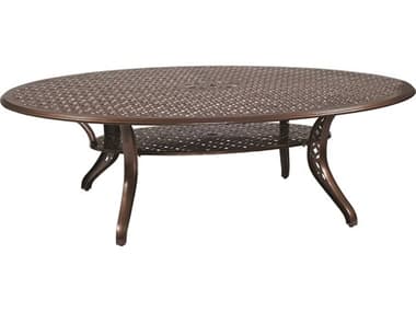 Woodard Casa Cast Aluminum 98''W x 70''D Oval Dining Table with Umbrella Hole WR3Y0777