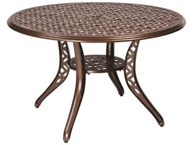 Woodard Casa Cast Aluminum 48'' Wide Round Dining Table with Umbrella Hole WR3Y48BT