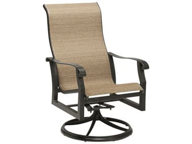 Woodard Cortland Sling Aluminum High Back Swivel Rocker Dining Arm Chair WR420488