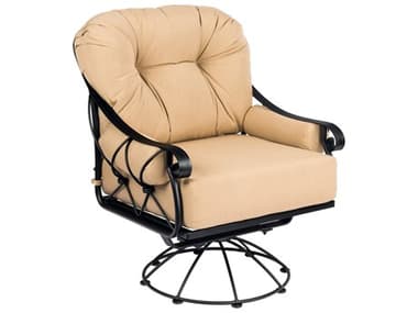 Woodard Derby Cushion Wrought Iron Swivel Rocker Lounge Chair WR4T0077