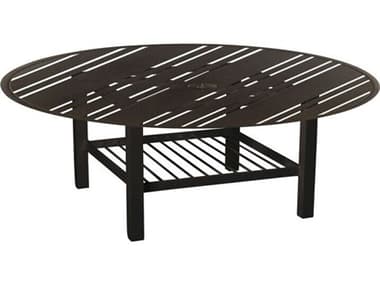 Woodard Tri-Slat Aluminum 48'' Round Coffee Table with Umbrella Hole in Elite Base WR4V430002648