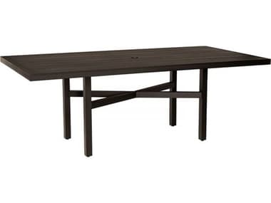Woodard Tri-slat Aluminum 84''W x 42''D Rectangular Dining Table with Umbrella Hole WR4V720002684