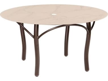 Woodard Carrera Aluminum 36'' Round Fiberglass Top Coffee Table with Umbrella Hole in Tribeca Base WR5D34000FC36