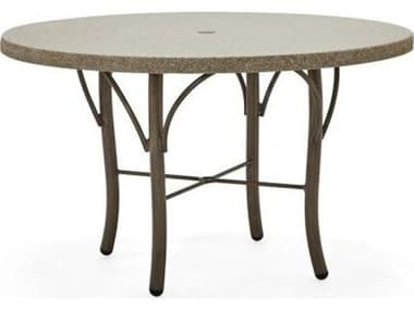 Woodard Oatmeal Aluminum 36'' Round Fiberglass Top Dining Table with Umbrella Hole in Tribeca Base WR5D48000MC36