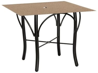 Woodard Oatmeal Aluminum 36'' Square Fiberglass Top Dining Table with Umbrella Hole in Tribeca Base WR5D48000MC37