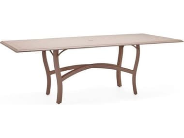 Woodard Solid Cast Aluminum 70''W x 60''D Rectangular Large Dining Table with Umbrella Hole in Carson Base WR5P720009270
