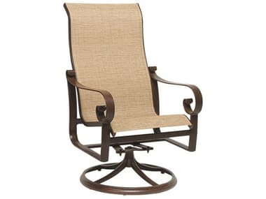 Woodard Belden Sling Aluminum High Back Swivel Rocker Dining Arm Chair WR620466