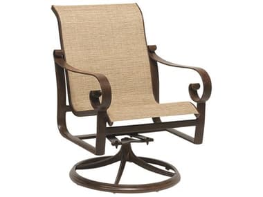 Woodard Belden Sling Aluminum Swivel Rocker Dining Arm Chair WR620472