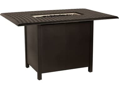 Woodard Thatch Aluminum 60''W x 42''D Rectangular Coffee Height Fire Pit Table WR650LCT04946FP