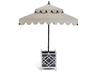 Woodard Alexa Hampton 6 Foot Square Duplici Umbrella with Greek Key Valance & Standard Binding WR6WDTPPAHW