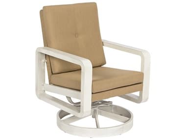 Woodard Vale Cushion Aluminum Swivel Rocking Dining Arm Chair with Upholstered Back WR7D0872