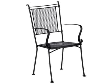 Woodard Bradford Mesh Wrought Iron Stackable Dining Arm Chair WR7X0001