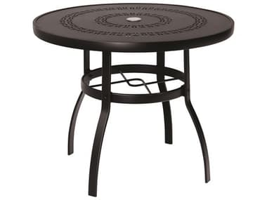 Woodard Aluminum Deluxe 36'' Wide Round Trellis Top Dining Table with Umbrella Hole WR820136A