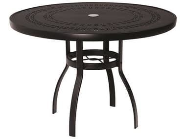 Woodard Aluminum Deluxe 42'' Wide Round Trellis Top Dining Table with Umbrella Hole WR820142A