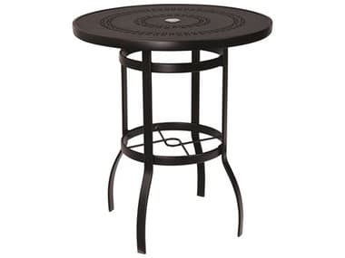 Woodard Aluminum Deluxe 36'' Wide Round Trellis Top Bar Height Table with Umbrella Hole WR820536A