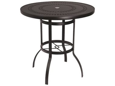 Woodard Aluminum Deluxe 42'' Round Bar Height Table Trellis Top with Umbrella Hole WR820542A