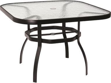 Woodard Aluminum Deluxe 42'' Square Obscure Glass Top Table with Umbrella Hole WR826140W