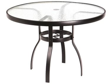 Woodard Aluminum Deluxe 42'' Wide Round Obscure Glass Top Table with Umbrella Hole WR826142W