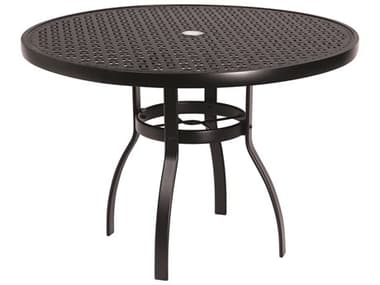 Woodard Aluminum Deluxe 42'' Wide Round Lattice Top Table with Umbrella Hole WR826142WL