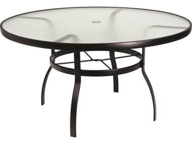 Woodard Aluminum Deluxe 54'' Round Obscure Glass Top Table with Umbrella Hole WR826154W