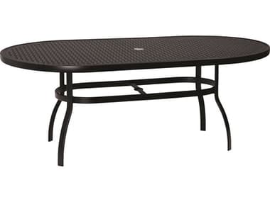 Woodard Aluminum Deluxe 74''W x 42''D Oval Lattice Top Table with Umbrella Hole WR826174WL