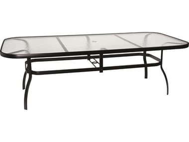 Woodard Aluminum Deluxe 90''W x 44''D Rectangular Obscure Glass Top Table with Umbrella Hole WR826290W