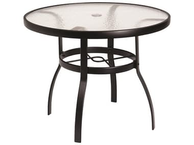 Woodard Aluminum Deluxe 36'' Round Obscure Glass Top Table with Umbrella Hole WR826636W