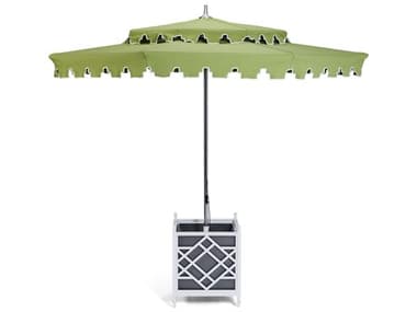 Woodard Alexa Hampton 9 Foot Octagonal Duplici Umbrella with Greek Key Valance & White Binding WR9WDTPPAHWWB