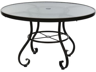 Woodard Closeout Ramsgate Aluminum 36'' Round Glass Top Dining Table with Umbrella Hole WRCL166438