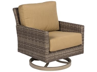Woodard Closeout Oasis Wicker Swivel Lounge Chair in Driftwood - Frame Only WRCLS524015DFW
