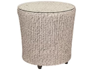 Woodard Closeout Isabella Wicker 24'' Round Glass Top End Table WRCLS550201