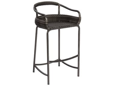 Woodard Closeout Canaveral Wicker Nelson Bar Stool in Charcoal Gray WRCLS600089CHG