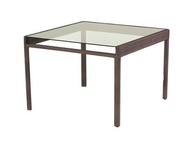 Woodard Closeout All Weather Wicker 42'' Square Glass Top Dining Table in Coffee WRCLS602702COF
