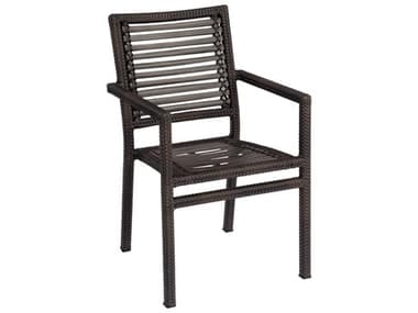 Woodard Closeout All Weather Wicker South Beach Dining Arm Chair in Coffee WRCLS604501COF