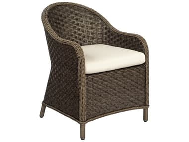 Woodard Closeout Savannah Wicker Cushion Dining Arm Chair in Sepia WRCLS620501SEP