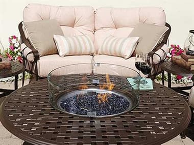 Woodard Derby Cushion Wrought Iron Fire Pit Lounge Set WRDERBYLNGESET3