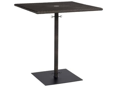 Woodard Whitecraft All-Weather Wicker 36'' Wide Square Bar Table with Umbrella Hole WRS593936